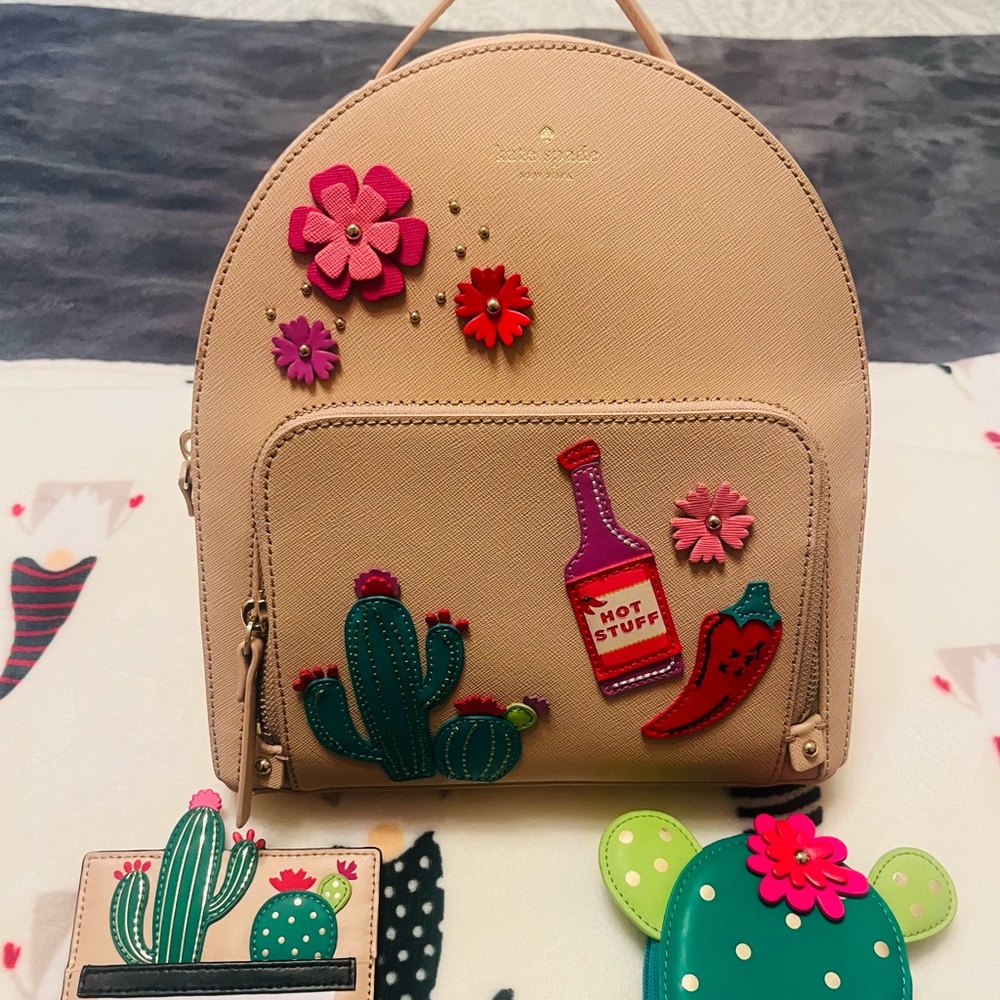 Kate spade cactus backpack with wallet and credit card holder